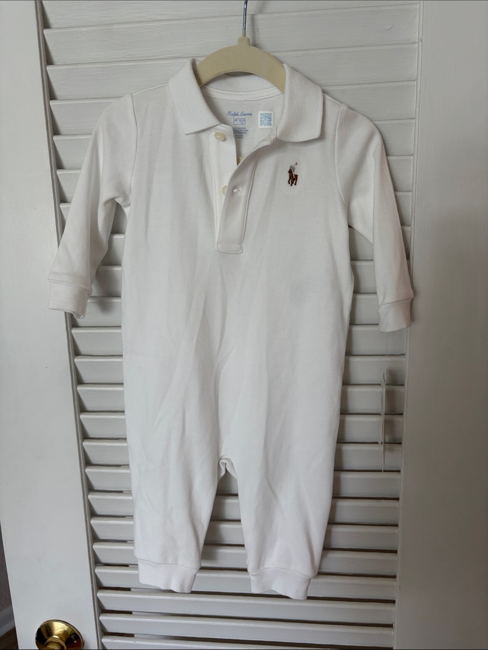 Ralph Lauren White Cotton Polo One-Piece for infant